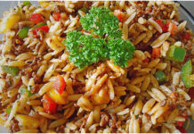 Kritharaki-Salat mit Hackfleisch schnelle Sache, einfach